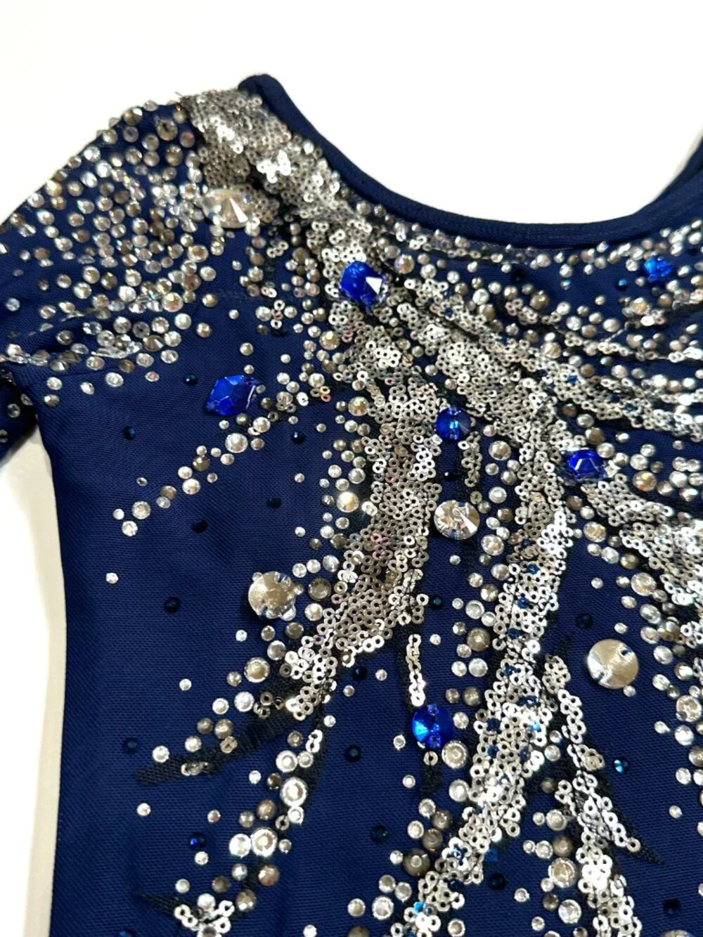 New Navy Blue Crystal Figure Skating Dress, Girls 10
